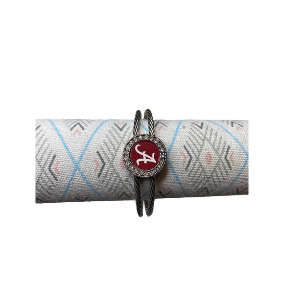 Alabama Crimson Tide NCAA Silver Double Cuff Bracelet - Picture 1 of 6